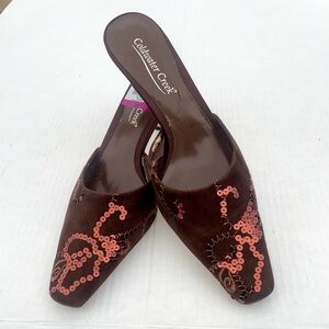 Coldwater Creek Dark Brown Sequin Mules Size 9.5